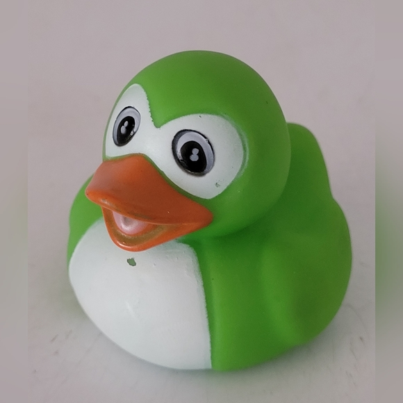 Rare 2" Masked Mallard Rubber Duckie Green/White. This is a rare and unique 2" m - Picture 1 of 6